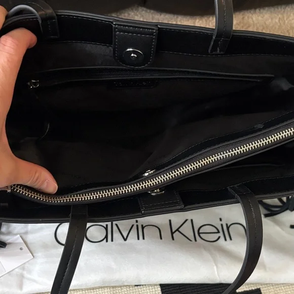 Calvin Klein Black Leather Fringe Tote - Picture 4 of 6